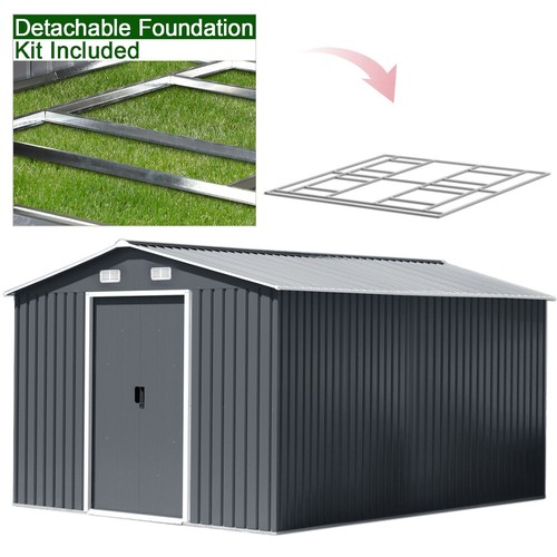 12 X10FT Extra Large Metal Shed Garden Shed Outdoor Storage House WITH FREE BASE - Picture 17 of 19