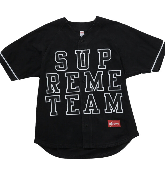 Supreme FW22 Denim Baseball Jersey Black Size Large New | eBay