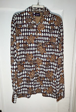 Vintage 70s Joel California Shirt Mens Abstract Geo Floral Print Disco Sz M d270