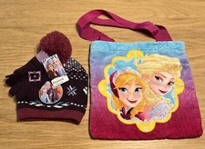 DISNEY Frozen 2 ANNA Kids Girls Hat  Gloves Set Pink  Purple NWT