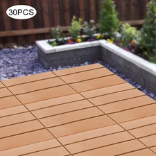 30x Plastic Interlocking Deck Tiles Dark Wood Grain Outdoor Patio Pavers 12x12