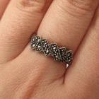 925 Sterling Silver Vintage Real Marcasite Gemstone Ring Size 7.25