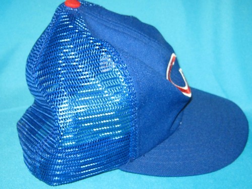 VINTAGE RARE MLB CHICAGO CUBS BLUE TRUCKER MESH SNAPBACK CAP HAT - ANNCO - Picture 4 of 6