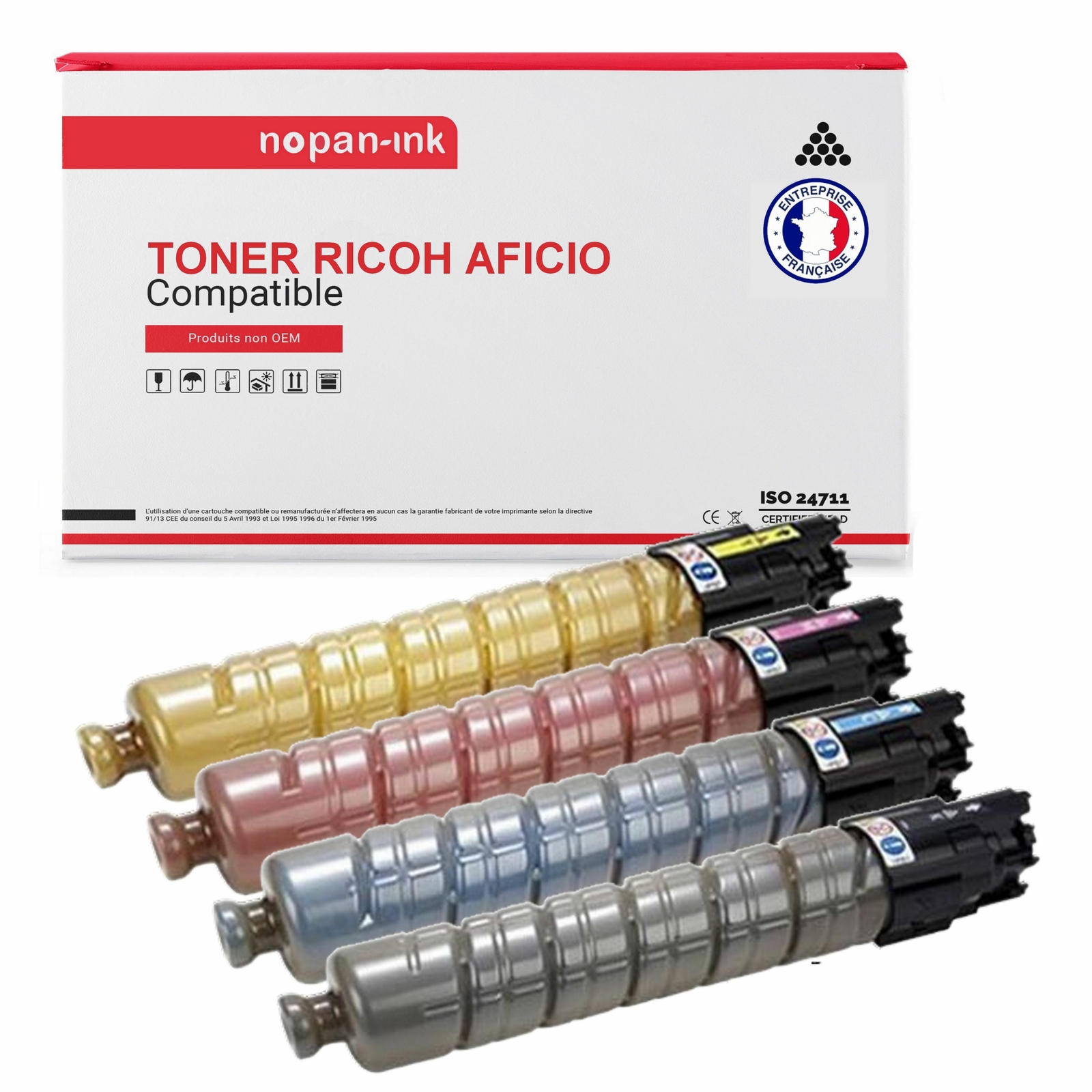 Pack 4 Toners NOPAN-INK 841550 Noir et Couleur Compatible avec Imprimantes Ricoh Aficio