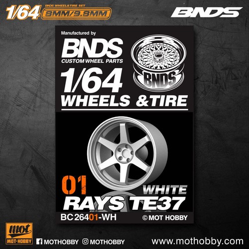 Mot Hobby BNDS . ABS Plastic 1/64 Wheel and Tire Sets - GUN METAL - Select Optio - Picture 22 of 34