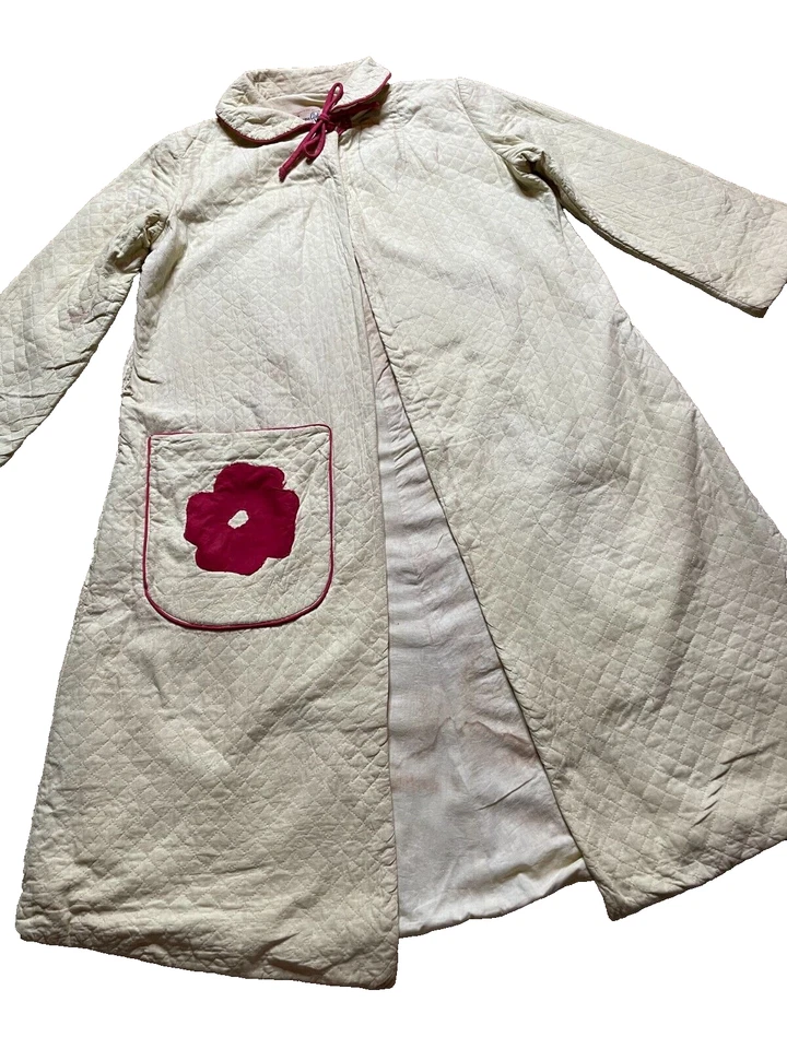 Bata de baño mediana acolchada vintage de mediados de siglo de los años 40 y 50 Foto 3 de 4