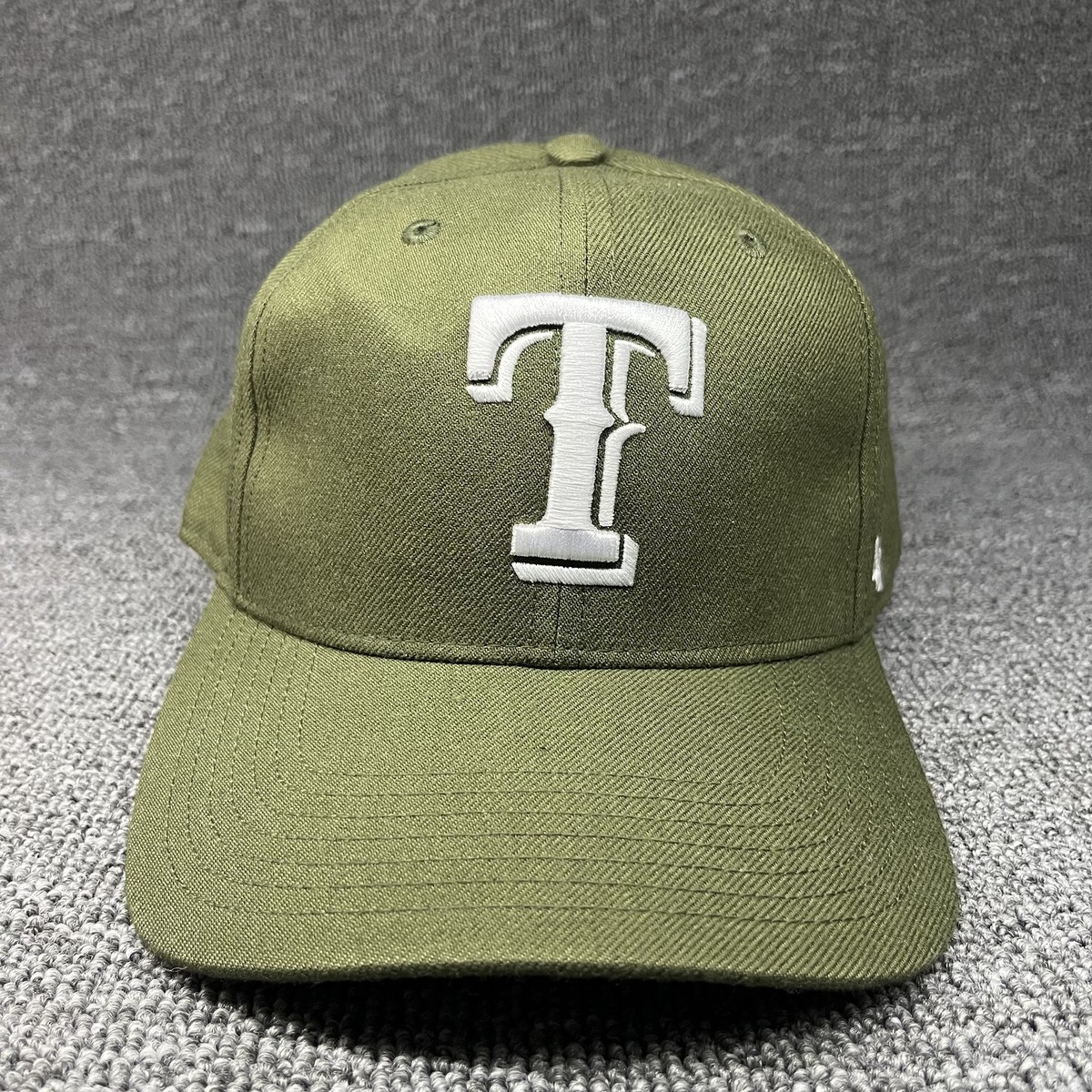 Texas Rangers '47 Brand MVP Hat Olive Green White T Logo Snapback MLB Cap
