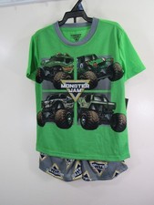 New Monster Jam 2 Piece Pajama Set Top Shorts Size XS 4 5 Green Gray