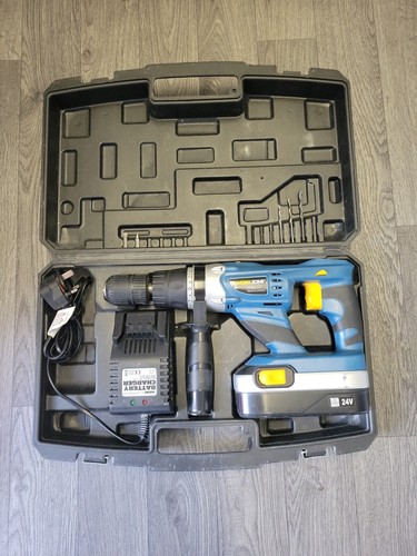 Work Zone 24v Cordless Combi Drill - Complete With Case