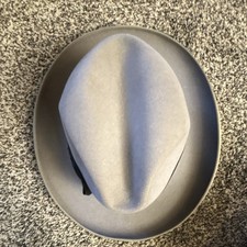 Mallory Men's Original Gray Fur Felt Fedora Wide Brim Fitted Interior Hat 7 1/8
