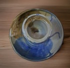 Bartley Heath Pottery Chip Dip Platter With Artistic Blue Brown Glaze Round 10in — photo 3