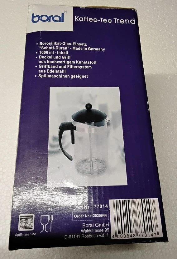 Glass Coffee and Tea Maker 1000ml, "Schott Duran" by BORAL - New
