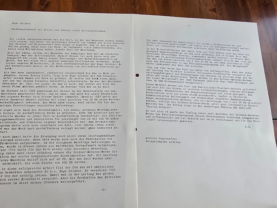 GÜLDNER 1958 Hugo Güldner Unternehmen Schlepper Traktor Prospekt b - Bild 1 von 1
