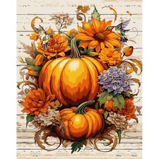 Fall Pumpkins Paint by Numbers on Canvas Holiday Farms Home Wall Decor