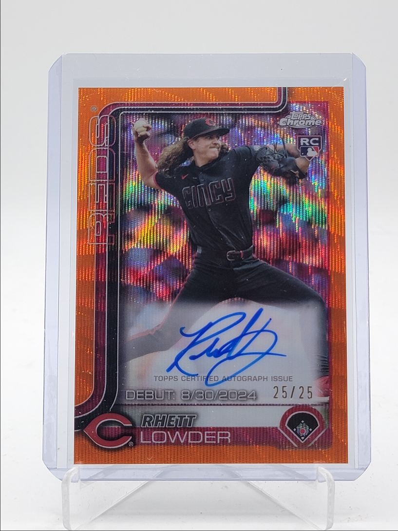 RHETT LOWDER 2025 TOPPS CHROME UPD ROOKIE DEBUT ORANGE WAVE AUTO 25/25 Q3967