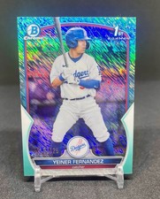 2023 Bowman Chrome Yeiner Fernandez Aqua Shimmer 1st /125 Prospect - LA Dodgers 