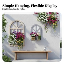 Finta Finestra a parete con Persiane e Portavaso Stlegno e metalloe Rustico per