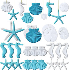 26 Pcs Beach Ocean Themed Christmas Ornaments Bulk Resin Starfish Seashell
