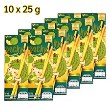 【US DDP】Pack of 10 – Glico Pocky Durian Cream Flavor Biscuit Sticks 0.88 oz