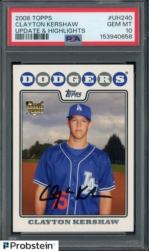 2008 Topps Updates & Highlights #UH240 Clayton Kershaw Dodgers RC Rookie PSA 10