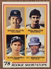 1978 Topps #707 Paul Molitor Alan Trammel Brewers Rookie Baseball Card HOF RC. rookie card picture