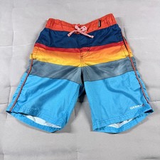 Gerry Multicolor Boys Sz S 7-8 Striped Beach Ocean Pool Lined Swim Board Shorts