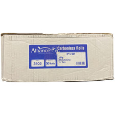 Alliance 2-Ply Carbonless Receipt Rolls, 3"x90', White/Canary, 50 Rolls