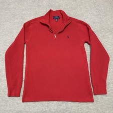 Polo Ralph Lauren Sweater Boys XL 18-20 Red Cotton Quarter Zip Sweatshirt Rib