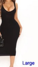 Fashion Nova Black Midi Dress Large
