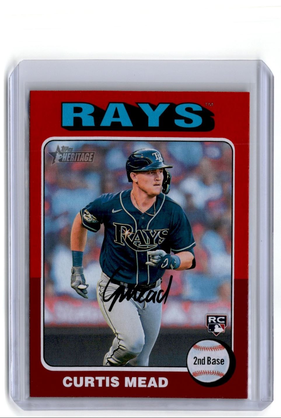 2024 Topps Heritage Red Border Curtis Mead Rookie Tampa Bay Rays #176