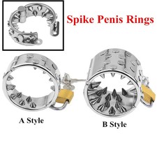 Stainless Steel Spike Rings Scrotum Pendant Ball Stretcher Ring Testis