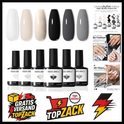 Modelones UV Nagellack Set 6 Farben Gel-Haft gl nzend hypoallergen für Anfänger