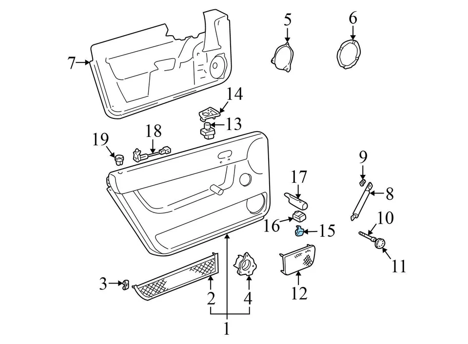 1999-2006 AUDI TT QUATTRO - Right Power Window Switch / Housing 8N0959855A - Image 3 of 4