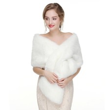 Faux Fur Shawl Wraps Women Winter Scarf Wedding Stole Shrug Cape 1920s Bride