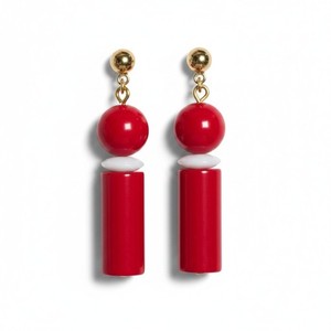 Authentic Vintage Trifari Women's Gold Plated Red White Pierced Dangle Earrings