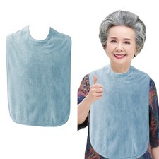 Meal Clothing Protector Coral Fleece Large Towel Bib for Special Needs Adults