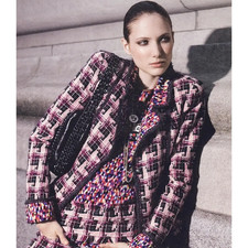 CHANEL 04A TWEED CC LOGO BUTTON BLAZER JACKET FR42 US10