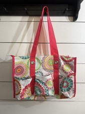 Thirty One 31 Organizing Utility Tote Zip Top Beach Pockets Citrus Medallion
