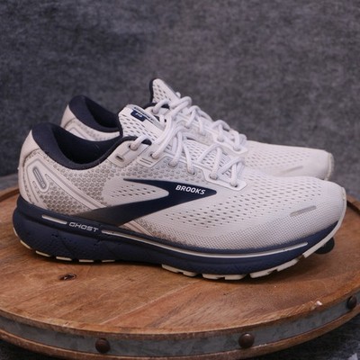 Brooks Ghost 14 Mens Size 9.5 D White Blue Running Shoes Sneakers 1103691D190