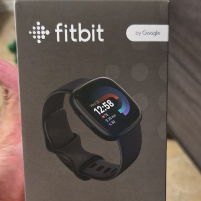 Fitbit Versa 4 Touchscreen Fitness Tracker, Graphite Aluminum, Black Band