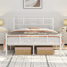 Struttura Letto Matrimoniale in Ferro Battuto a Doghe 160 X 200 Cm Testiera Eleg