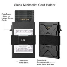 Men's Aluminum Slim Wallet - Pop-Up Card Case  Elastic Money Band