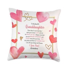 granddaughter gifts from grandma hearts I hugged pink love Throw Pillow 18x18