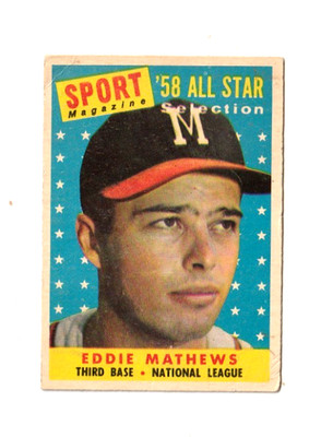 1958 Topps Baseball Eddie Matthews All Star #480 HOF