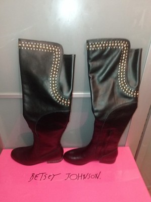 Betsey Johnson Damen Stiefel Stiefelette Gr 38 Echtleder Schwarz