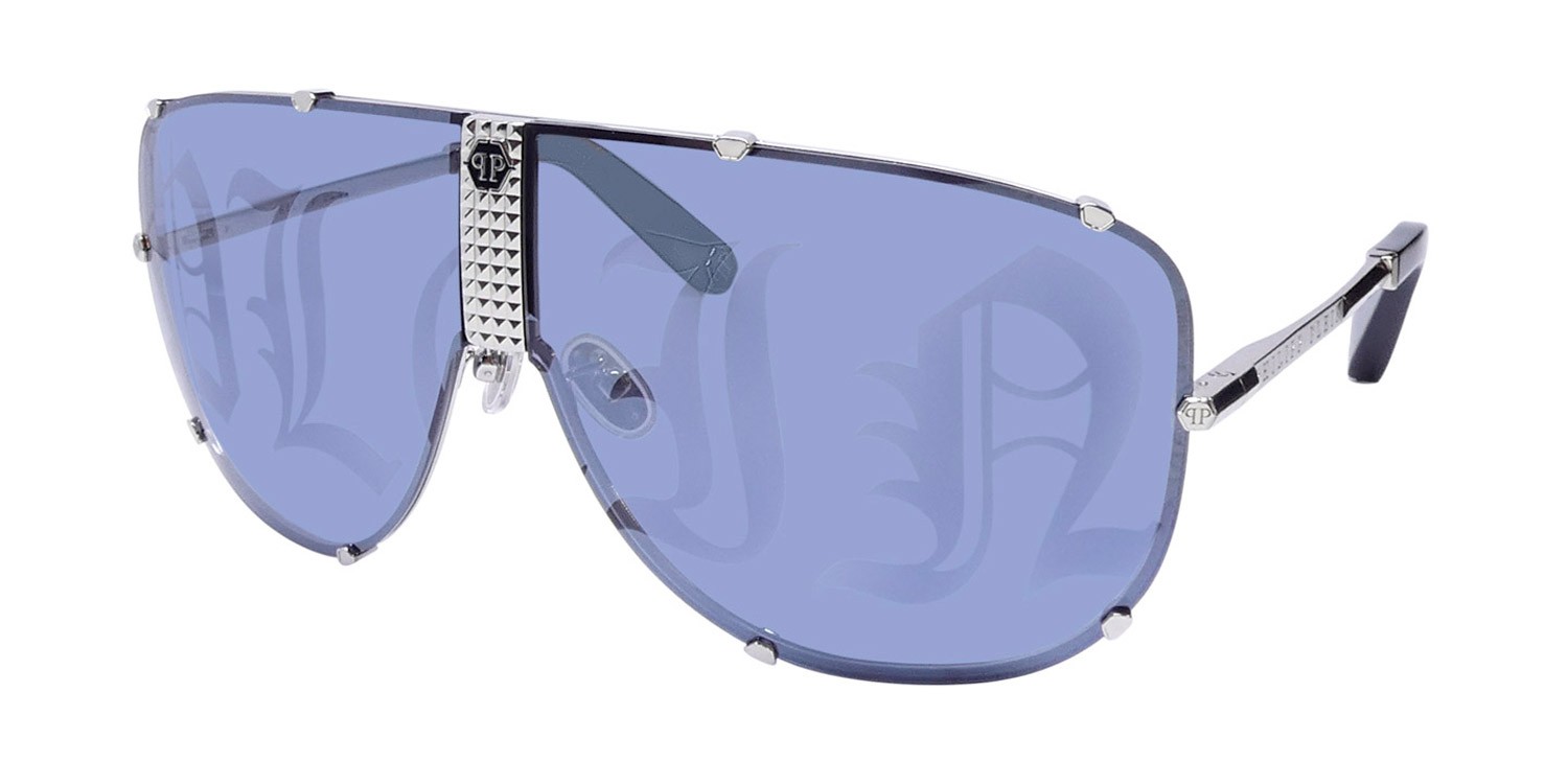 Philipp Plein Women Sunglasses Black Smoke Rainbow Mirror Pilot SPP008M 703V PHILIPP PLEIN SUNGLASSES main image 4