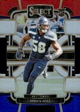 2023 Panini Select #85 Derick Hall Red and Blue Prizms Die Cuts