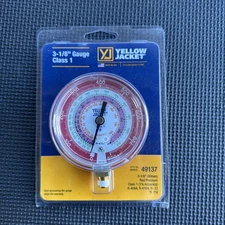 Yellow Jacket 49137 Gauge, 3-1/8 In Dia, High Side, Red, 800 Psi.  B1