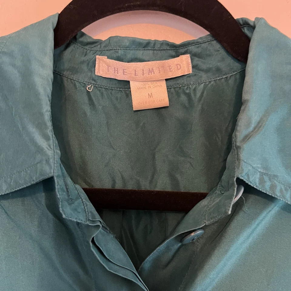 De Colección The Limited Gran Tamaño 100% Seda Verde Esmeralda Bosque Otoño Ropa de Trabajo Carrera M Foto 3 de 4