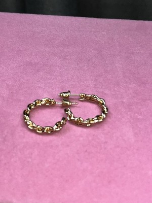 Paar Vintage Swirl Twisted Creolen Huggie Ohrringe 18K Gold Filled unbeschriftet getestet